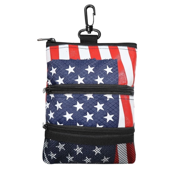 Golf Pouch Bag Ball Holder Valuable,Golf Storage Zipper Handbag Pocket with Gear Clip Hook to Attach Bag Lightweight Portable