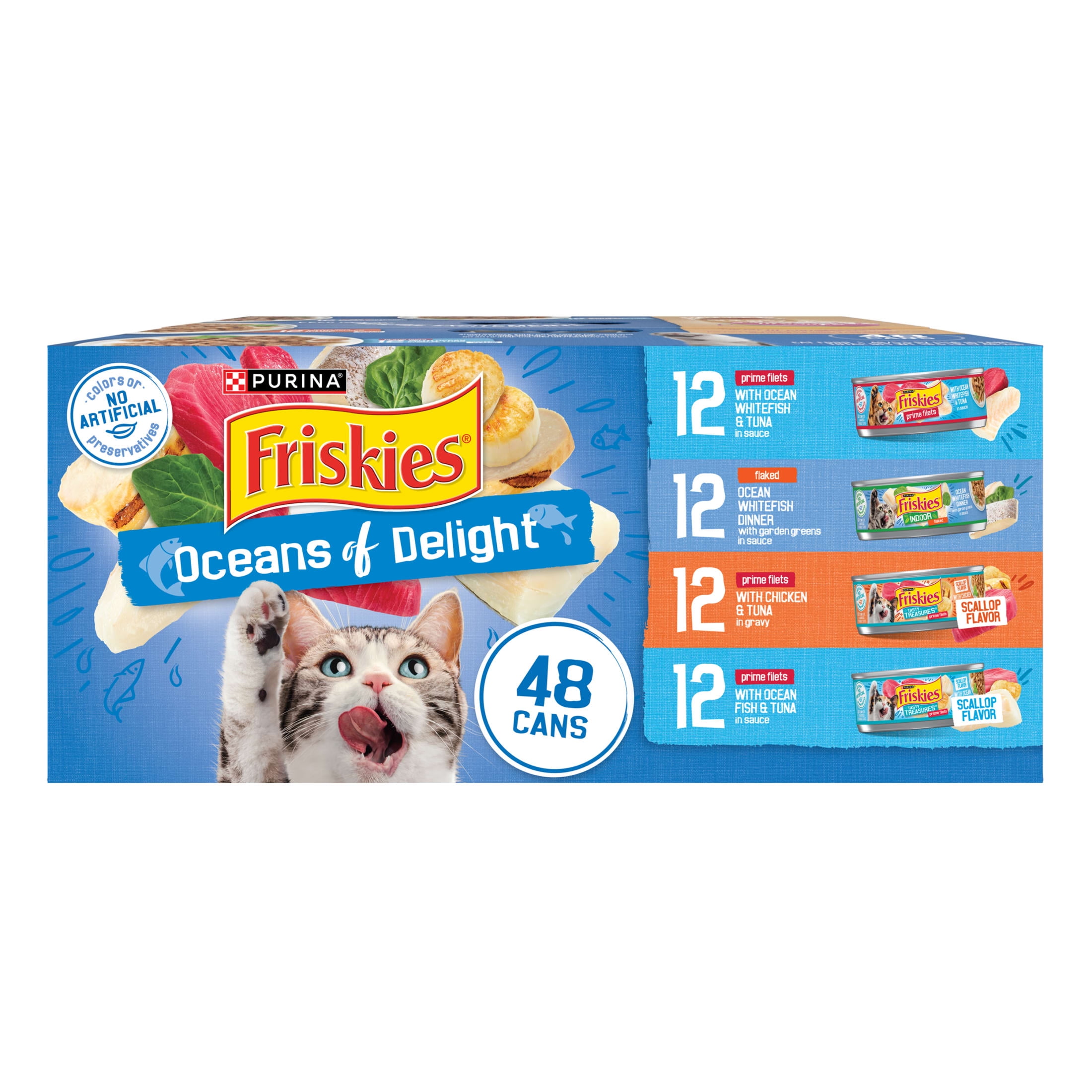(24 pack) Purina Friskies Oceans of Delight Wet Cat Food Variety Pack, 5.5 oz Cans (48 Pack)