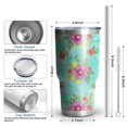 thumbnail image 3 of 30oz Pioneer Flower Floral Print Pattern Tumbler, Double Wall Vacuum Insulated Cup, BPA-Free Leak Proof Lid & Reusable Straws, Hot 12h, Cold 34h, 3 of 6