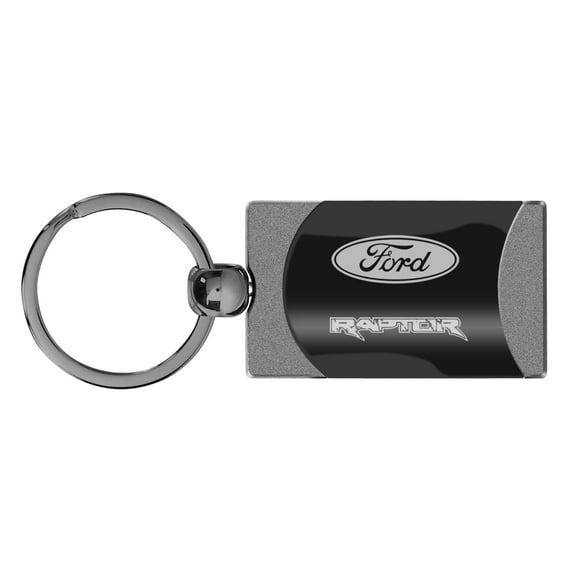 Ford Raptor Two Tone Rectangular Gun-Metal Key Chain