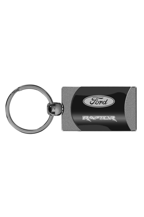 Ford Raptor Two Tone Rectangular Gun-Metal Key Chain