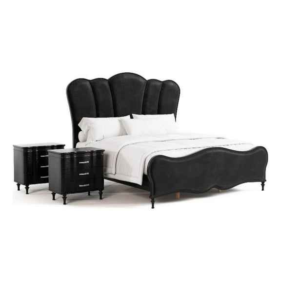 Furniture of America Seabliss Wood King 3-Piece Bedroom Set in Black