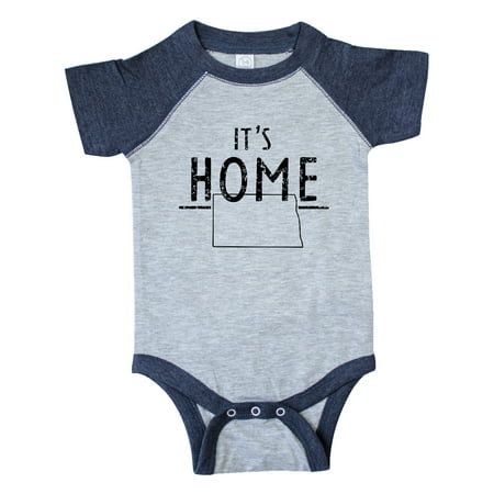 

Inktastic It s Home- State of North Dakota Outline Distressed Text Gift Baby Boy or Baby Girl Bodysuit