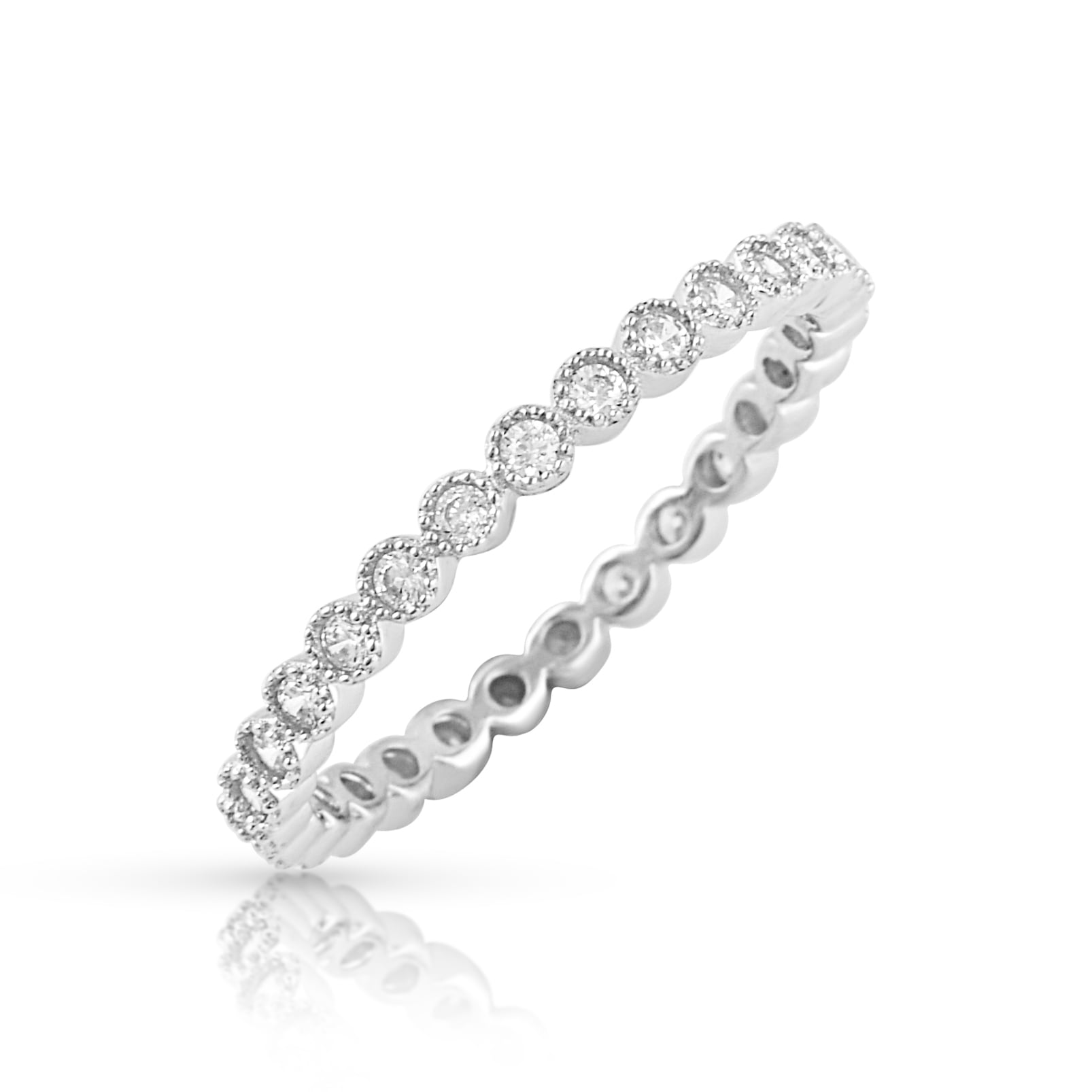 Silver Close Out Sterling Silver Simulated Diamond Stackable Eternity