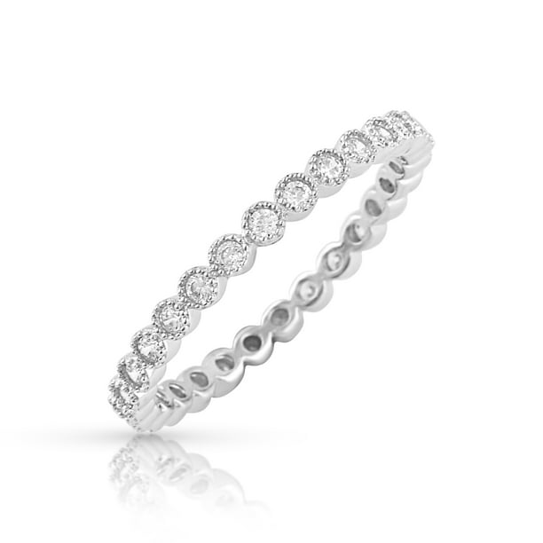 Silver Close Out Sterling Silver Simulated Diamond Stackable Eternity