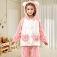 thumbnail image 2 of LIJCC Girls Flannel Plush Hooded Two Piece Outfit Cute Thermal Long Sleeve Pullover Tops Pants Suit Cozy Soft Winter Warm Fuzzy Sherpa Trendy Clothes Sets, 2 of 5