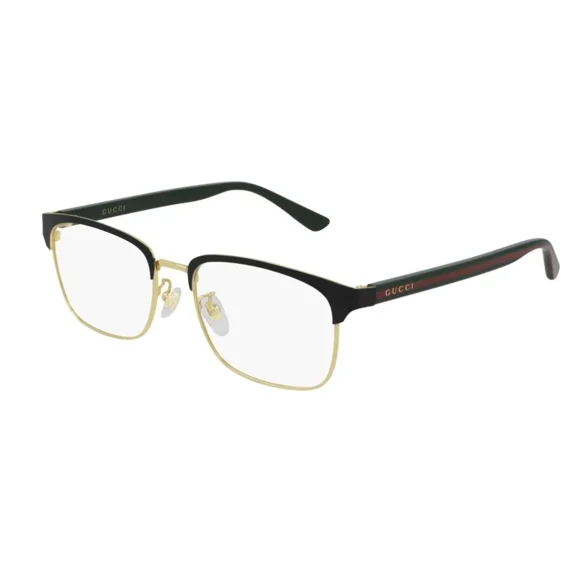 GUCCI GG0934OA 001 Black Gold Green Rectangle Men's 54 mm Eyeglasses New