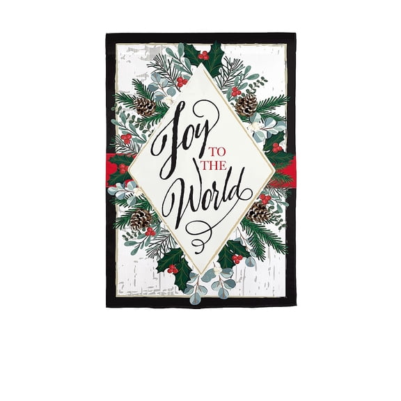Evergreen Joy to the World Applique Garden Flag 12 x 18 Inches Indoor Outdoor Decor