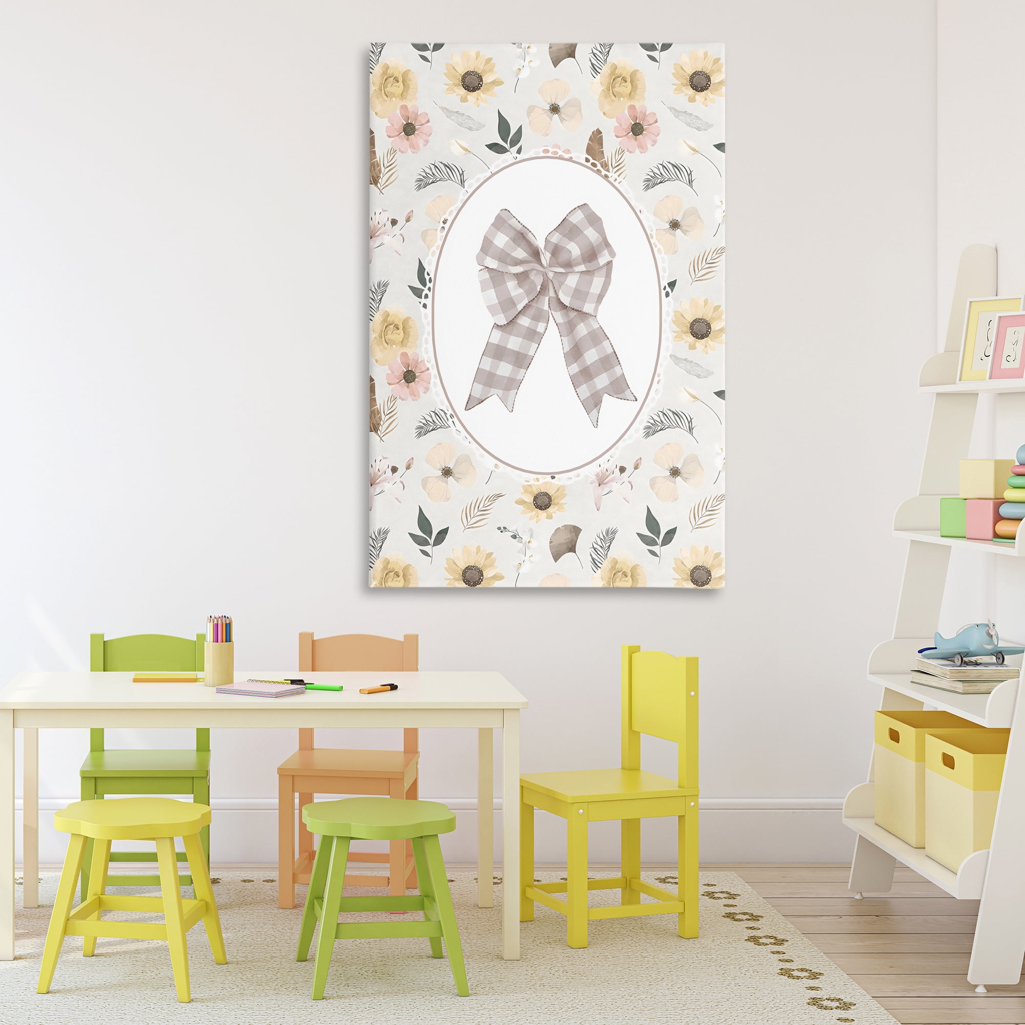 Stupell Industries Sunnyside Bow in Gingham Canvas Wall Art, design by Ink Drop Loft
