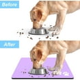 thumbnail image 6 of Dog Food Mat, 12"x19" Flower Dog Mat for Food and Water, Absorbent Cat Bowl Mat Protect Floors, Cute Cat Food Mat for Feeding & Watering Supplies, Pet Feeding Mat, Purple Footprint Pet Placemat, 6 of 6