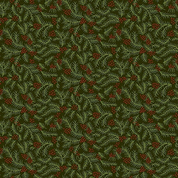 Henry Glass Winter Joy Fir Sprigs Green Fabric By The Yard