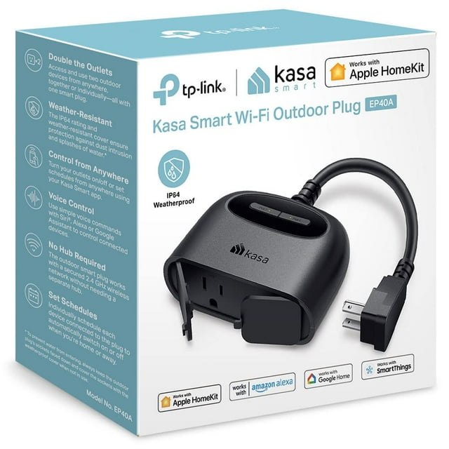 Enchufe inteligente para exteriores Kasa Smart EP40A, 2 enchufes IP64