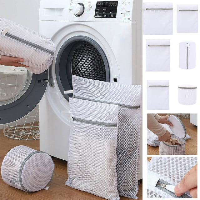 Bolsa de malla para ropa delicada | Poliéster resistente en forma de panal | Cierre con cremallera | Protege suéteres, ropa interior, sujetadores, ropa de bebé, calcetines | Para lavadora y secadora