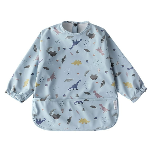 MEZZALL Baby Boys Girls Long Sleeved Cartoon Toddler Waterproof Smock Bib for Eating Soft Bibs Baby Relaxed Fit, 1-3 Years