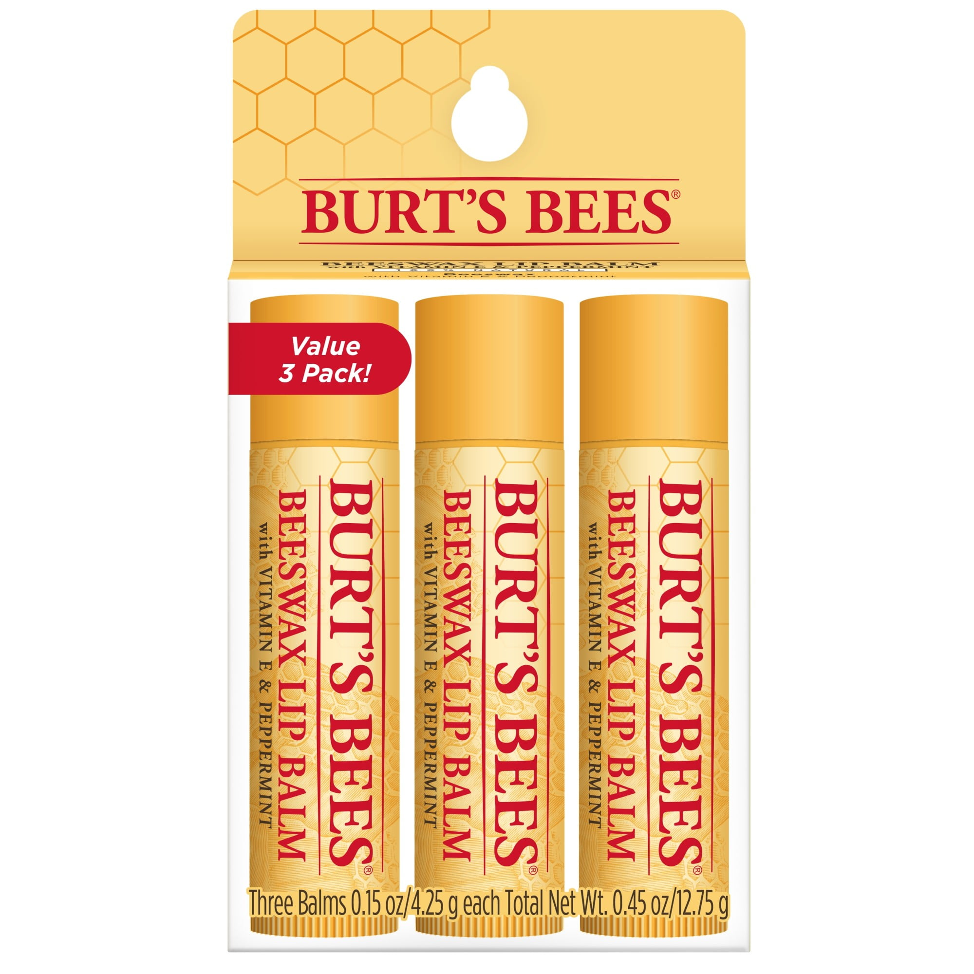Burt's Bees 100 Natural Origin Moisturizing Lip Balm, Original Beeswax
