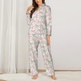 thumbnail image 2 of Pofeuu Cute ribbons set Print Womens Pajamas Set Long Sleeve Sleepwear Button Down Nightwear Soft Pj Lounge Sets Button Down Pajamas Women-Large, 2 of 7