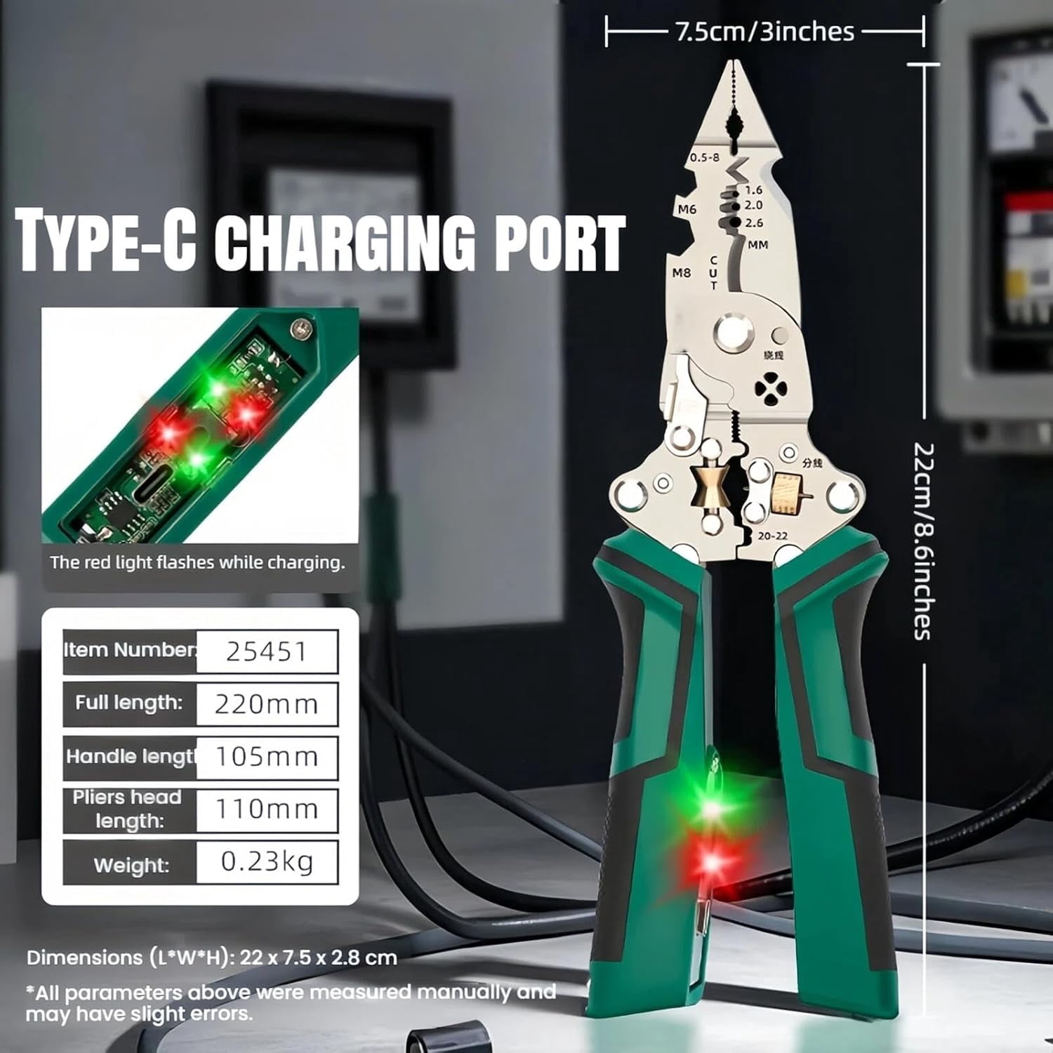 16 in 1 Wire Stripper Twister | Multi-Functional Electrician Tool for Cutting, Stripping & Pulling Wires, Voltage Tester Pliers for Electrical Repair & DIY