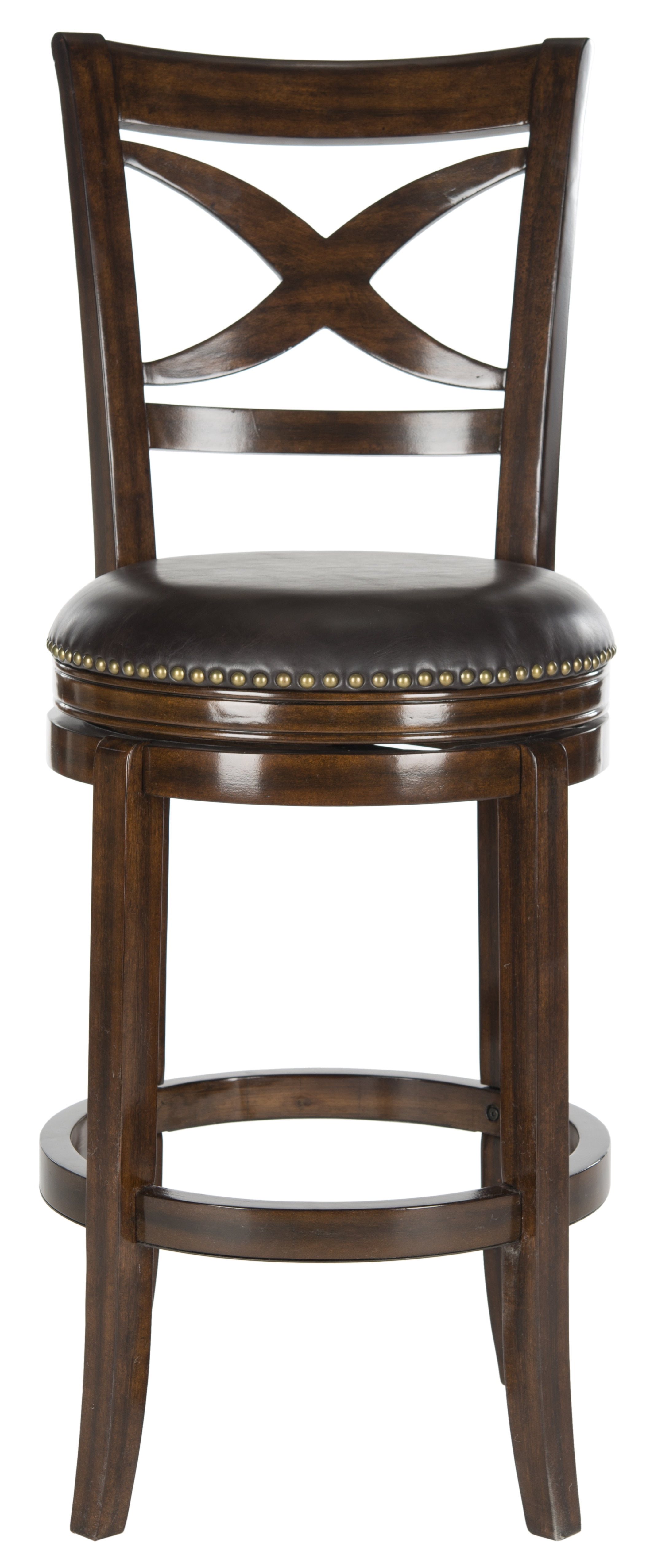 SAFAVIEH Santino Traditional Rustic Swivel Bar Stool with Footrest, Espresso/Brown