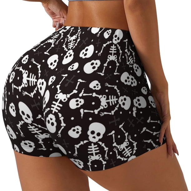 Fotbe Skeleton Shorts Sin Costuras – Shorts Deportivos de Cintura Alta para Mujer, Elásticos para Gimnasio, Yoga, Running o Ciclismo-Medium