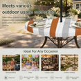thumbnail image 6 of Round Outdoor Tablecloth with Umbrella Hole and Zipper, Burnt Orange Gray Striped Tablecloth with Elastic Waterproof, Farmhouse Stripe Art Patio Table Covers for 31" - 35" Picnic Pool Tables, 6 of 9