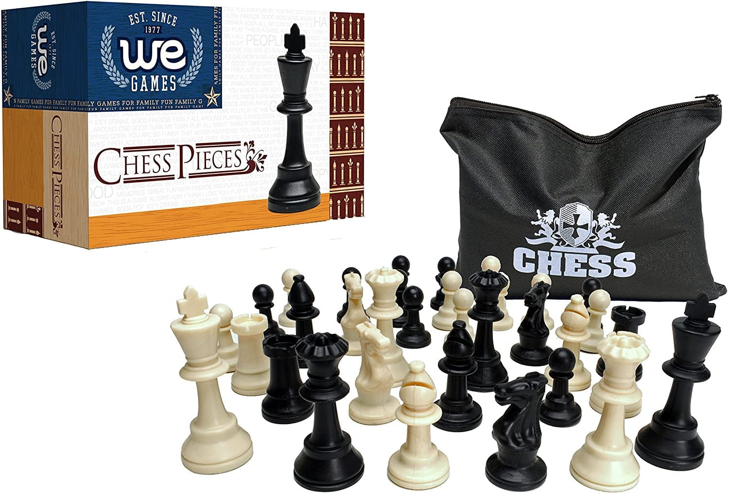Plastic Chess Pieces Small Board Game Pawns for Kids & Children Pack of 60