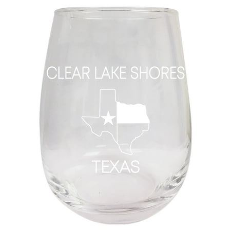 

Clear Lake Shores Texas Souvenir 9 Ounce Laser Engraved Stemless Wine Glass State Flag Design 2-Pack