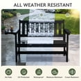 thumbnail image 4 of KINGYES HDPE Outdoor Bench with Integrated Side Tray, 2-Person All-Weather Patio Bench with 660 lbs Capacity, Porch Bench for Backyard, Garden & Park, Black, 4 of 12