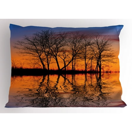Nature Pillow Sham Landscape From Mother Earth Sunset By The Lake