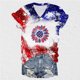 thumbnail image 4 of Blusas para las Mujeres Casual Cuello en V Manga Corta Impresa, 95% Poliéster 5% Spandex Camiseta Top para el Día a Día, Fiesta Y Ropa de Trabajo, 4 of 5
