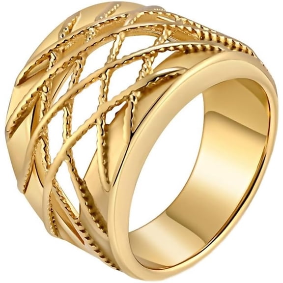 Zephyriana Women's Stainless Steel Silver/Gold Plated Simple Large Skeleton Cutting Rings for Statement Jewelry