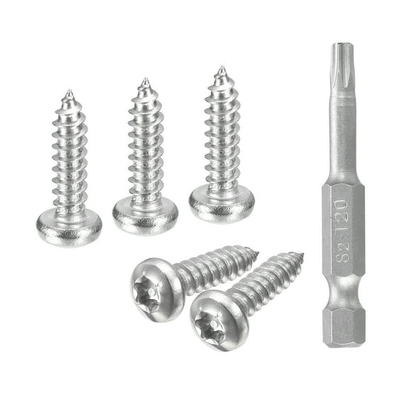 #8 x 5/8" Torx Security Screws, 50Pack Button Head, Self Tapping Screws, 304 Stainless Steel, with Bit T20