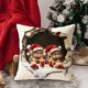 thumbnail image 1 of Funda de cojín de lino con estampado navideño | Funda de cojín cuadrada para sofá | Funda de cojín decorativa para sala de estar y cafetería, 1 of 5