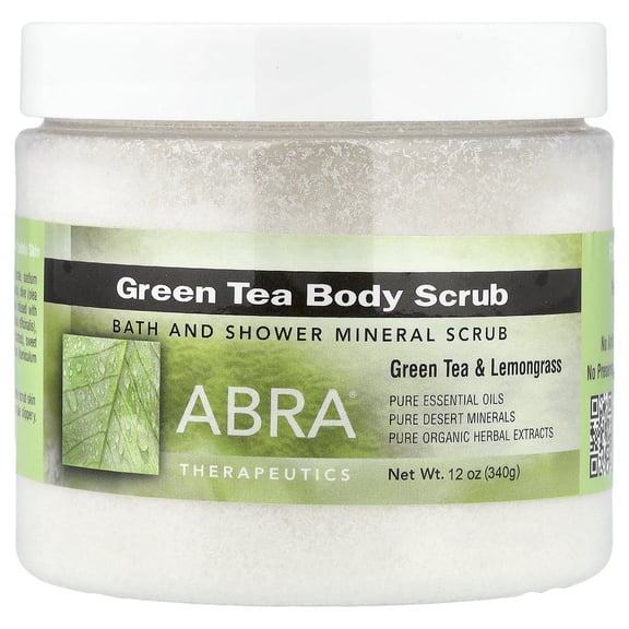 Abra Therapeutics Green Tea Body Scrub, Green Tea & Lemongrass, 12 oz (340 g)