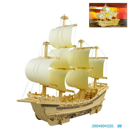 Wooden 3D DIY Silk Merchant Ship Model Assembly Simulation Puzzle Jigsaw Toy as Gifts for