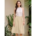 thumbnail image 2 of DARING DIVA Women's A-Line Pleated Front Business Work Flare Skirts Small Khaki, 2 of 7