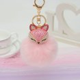 thumbnail image 4 of Qarigey piel sintética esponjosa Crystal llavero colgante bolso encanto regalo Ropa, zapatos y accesorios Miscelánea Rosa + cabeza roja rosa Qarigey AP0442-01, 4 of 4