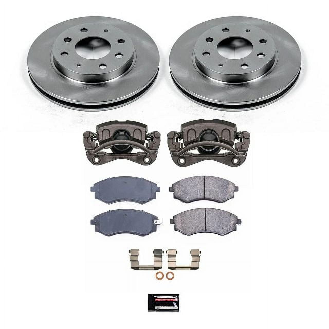 PowerStop Front Stock Replacement Brake Pad and Rotor Kit with Calipers Fits: HYUNDAI Select Models KCOE1087C