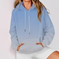 thumbnail image 5 of Guieoi Hoodies for Women Plus Size Women's Printed T-shirt Long Sleeves Drawstring Blouse Round Neck Casual Tops Hooded Sweatshirts Blue Black*Friday/Cyber*Monday, 5 of 7