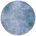 thumbnail image 2 of HomeRoots 625303 8 ft. Blue & Sky Blue Abstract Washable Transitional Indoor & Outdoor Round Area Rug, 2 of 7