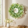 thumbnail image 4 of Winter Front Door Wreath, Artificial Frosted Foliage Hanging Decor for Indoor and Outdoor Use, Single Piece All-Season Wall and Door Decoration(Green), 4 of 6