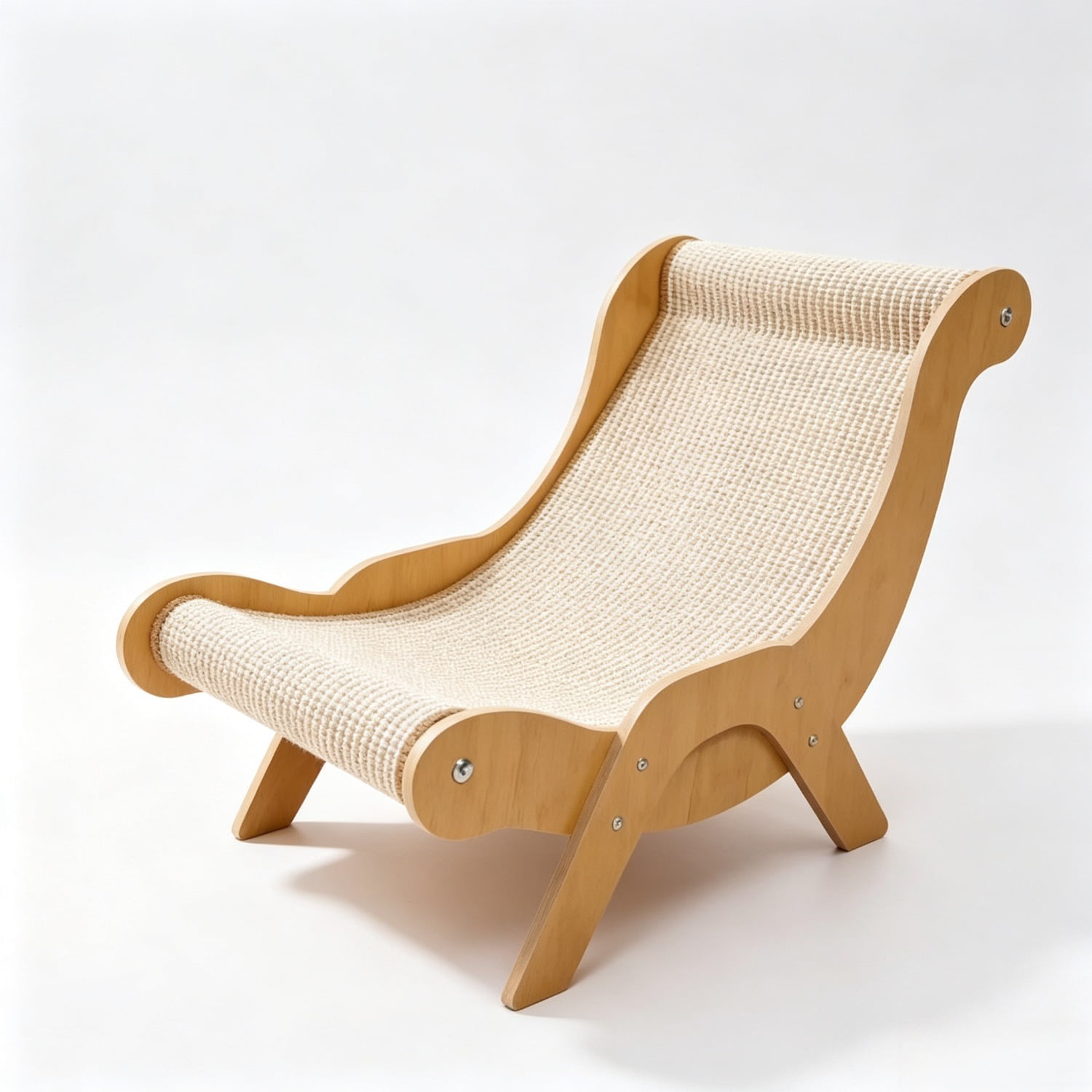 LIANGKA Large Sisal Cat Scratcher Lounge Chair for Indoor Cats 24 Inch Natural Sisal Wood Frame Cat Bed for Scratching Napping Stretching Sofa Protection