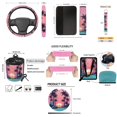 thumbnail image 7 of HUISEFOR 15 Pcs Sunset Palm Tree Car Seat Covers Full Set for Women Men Including Steering Wheel Cover Belt Cover Rear View Mirror Cover Garbage Can Air Vent Storage Bag Keychain Car Trash Can, 7 of 7
