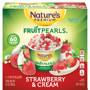 Nature's Premium Fruit Pearls, Frozen Fruit Snack, Strawberry & Cream, 2.3 oz, 4 Count Box