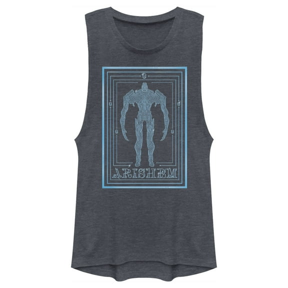 Junior's Marvel Eternals Arishem the Judge Poster Festival Muscle Graphic Tee Denim Blue Heather Large