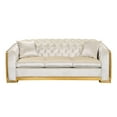 thumbnail image 3 of Velvet Chesterfield Sofa for Living Room, 84'' Modern Tufted 3 Seater Couch with Gold Stainless Legs and Line, Upholstered Accent Sofa for Bedroom Living Room Office, Beige, 3 of 8
