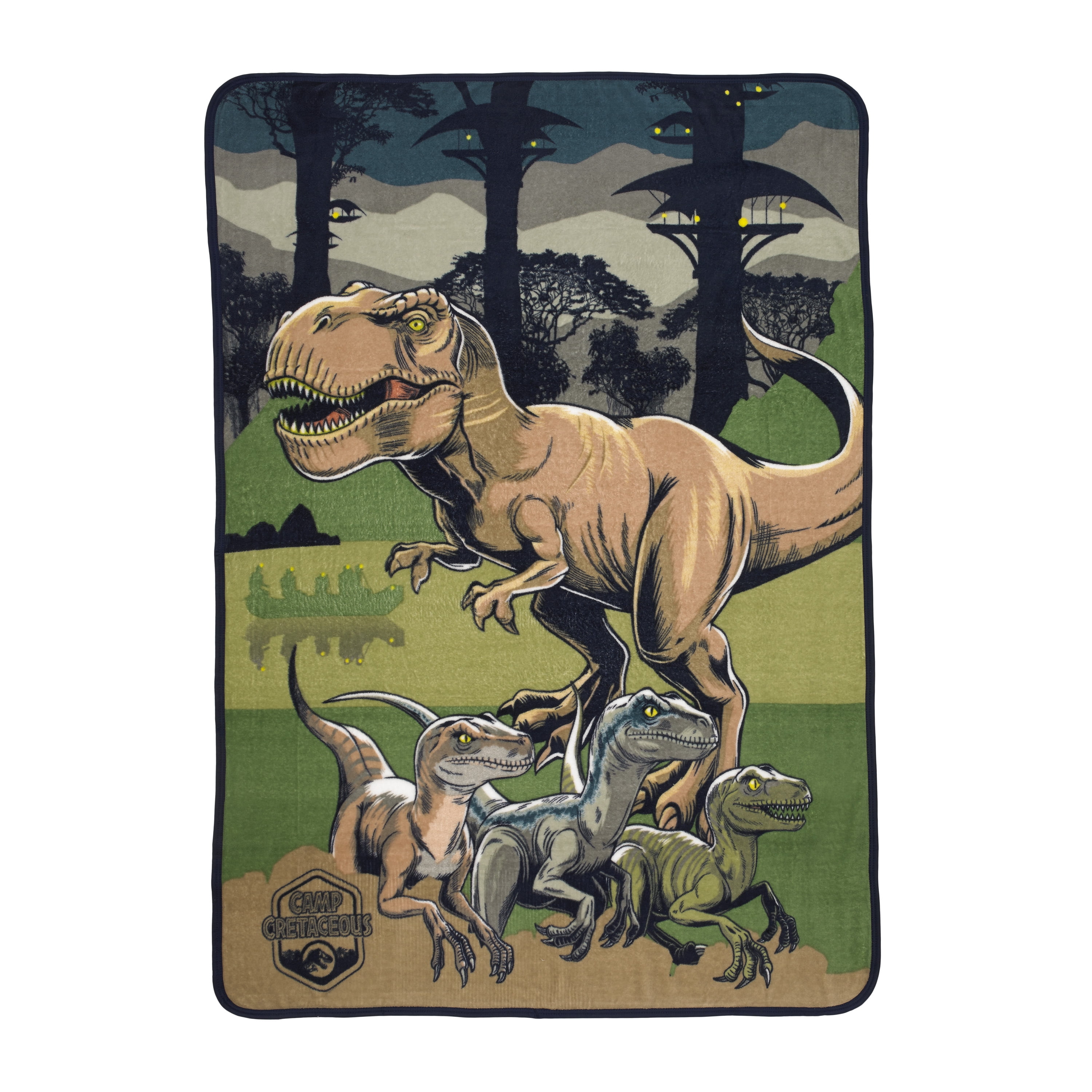 Jurassic World Kids Camp Cretaceous Fleece Throw Blanket, 46 x 60, Green, Universal