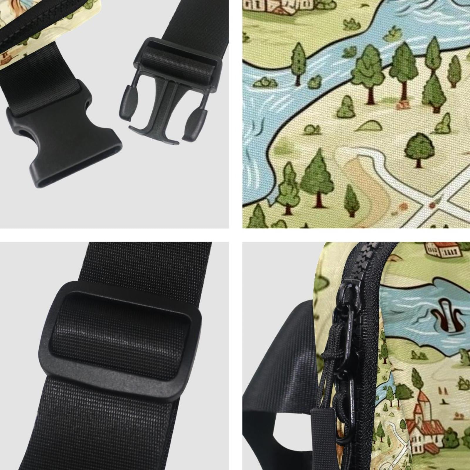 Map Lightweight Adjustable Fanny Pack with Extension Strap, Unisex Waist Bag