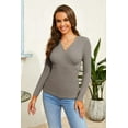 thumbnail image 6 of Sherrylily Women Deep V Neck Wrap Sweater Slim Knitted Long Sleeve Jumper, 6 of 6