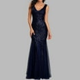 thumbnail image 3 of ZAZYULZ Summer Party Dress Womens Sequin Double V Neck Lace Embroidered Bodycon Mermaid Evening Dress for Women Bohemian Dresses for Women 2024 Summer Dresses Womens Summer Dresses(Navy Blue,XXL), 3 of 5
