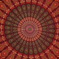 thumbnail image 3 of Bless International Indian hippie Bohemian Psychedelic Golden Blue Peacock Mandala Wall hanging Bedding Tapestry (Maroon Yellow, King (88x104Inches)(225x265Cms)), 3 of 4